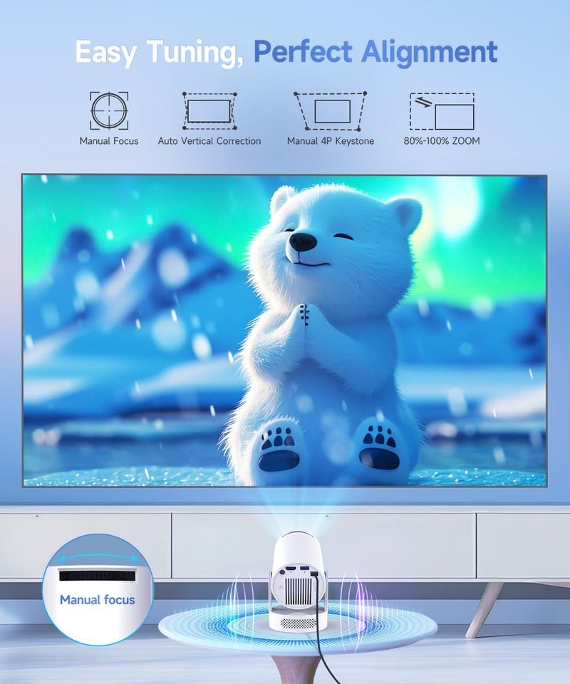 MAGCUBIC 2025 Upgraded Mini Projector 4K support with WiFi 6 and Bluetooth 5.4, 5w Soundbase Speaker, Portable Projecteur with Auto Vertical Keystone 180° Rotatable Lens Cap for Movie Home HY300Pro+ - Image 2